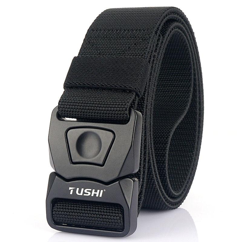 New Men'S Commuting Belt With Automatic Buckle Nylon Waistband, Outdoor Leisure Versatile Double-Layer Thick Belt
