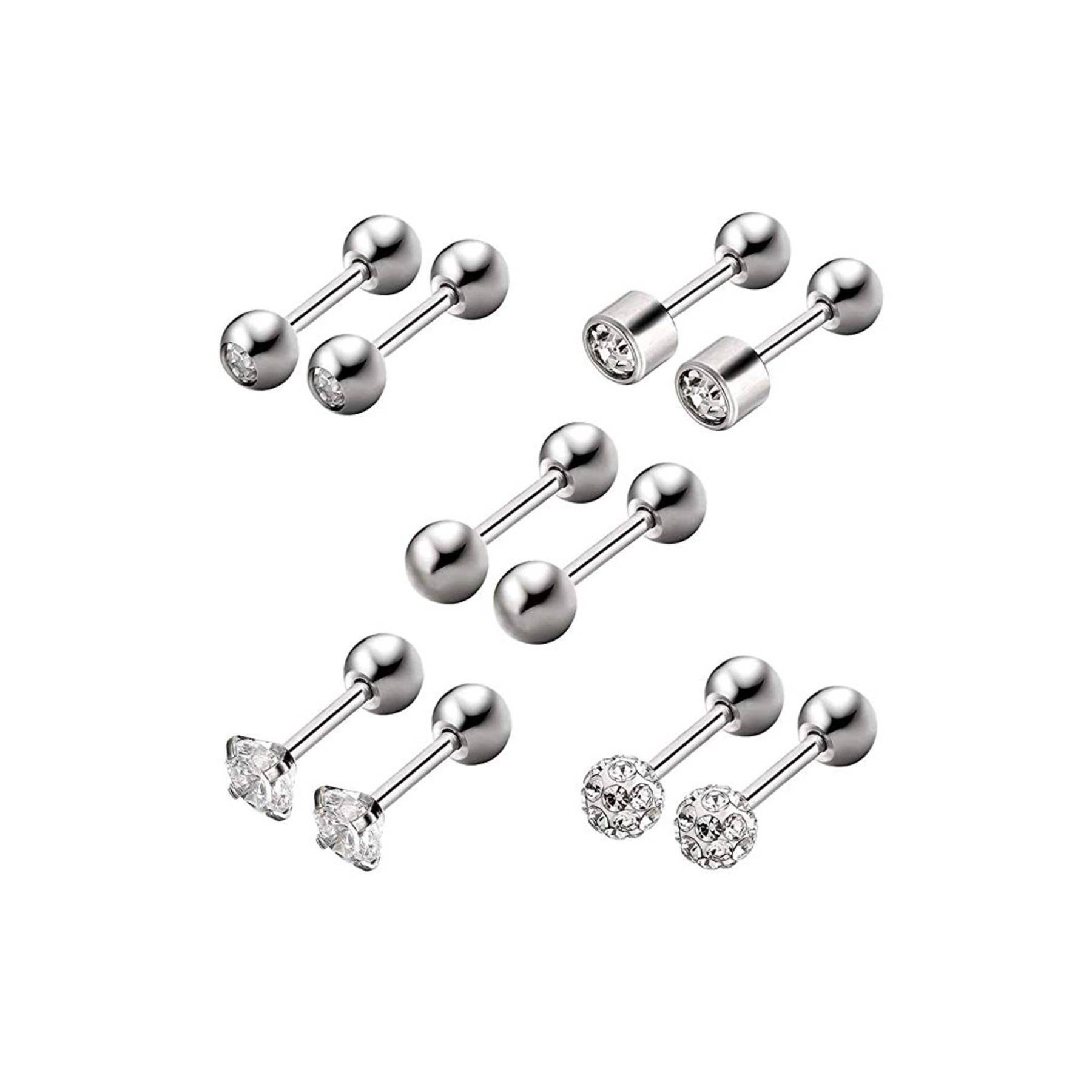 

Gray Steel 5 Sets Stone Earring Piercing Eb61By