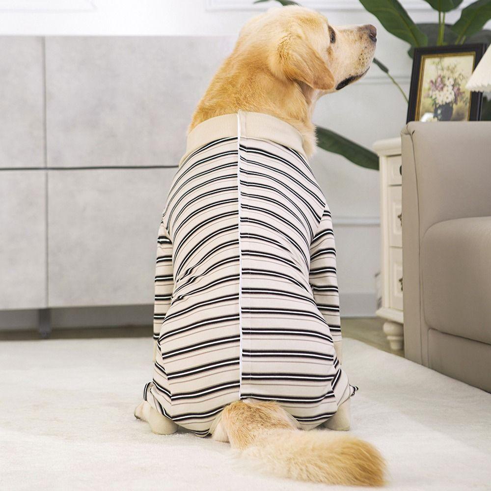 Fashionable Pet Dog Clothes Four-legged Dog Pajamas Durable Puppy Stripes Jumpsuits Warm Clothes
