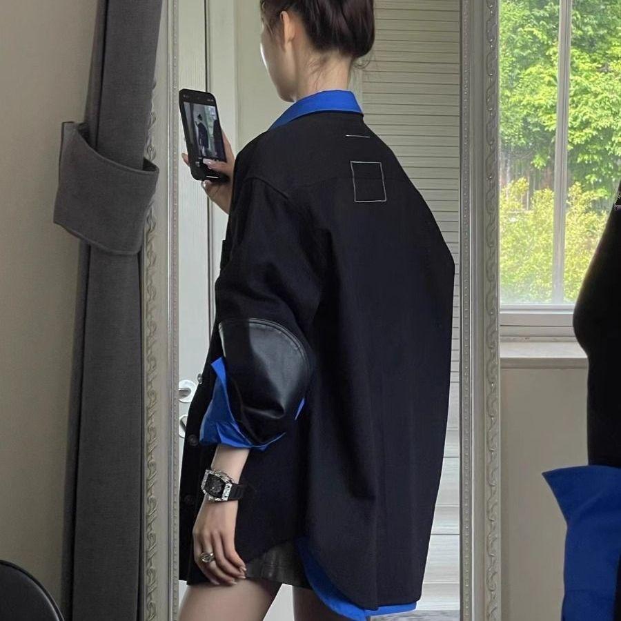 Lös sommarskjorta Koreansk stil Solskydd Enfärgad Casual blus för kvinnor Premium lagerplagg