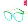 New Fashion Cat Eye Glasses Women Tr90 Metal Eyeframe Trendy Decoration Eyewear Anti Blue Light Eyeglass Luxury Brand Design