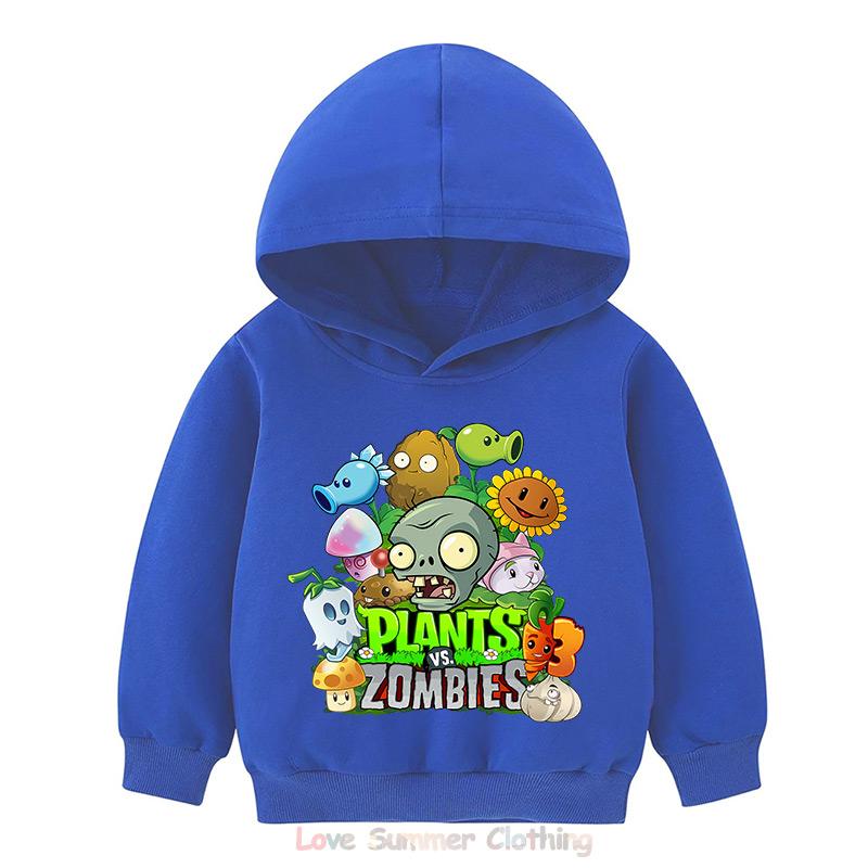 Boys Hoodie Age 4-14 Plants HD Print Zombies Thin Girls Pullover Girls Casual Wear Fall Hoodie Long Sleeve Polyester New Arrivals 2025