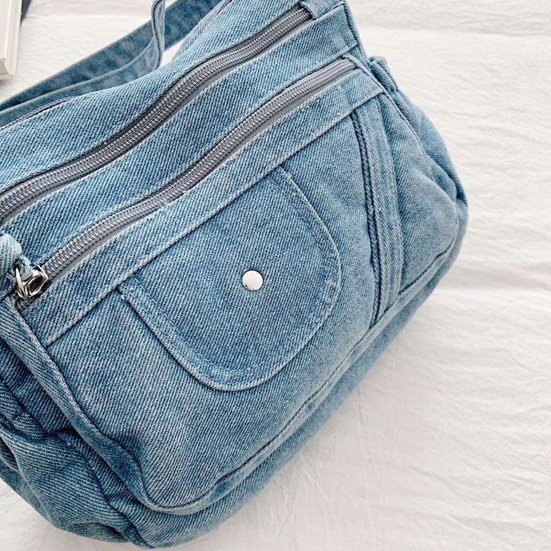 Crossbody Bag Women's Vintage Denim Bag Large Capacity Lightweight Shoulder Bag