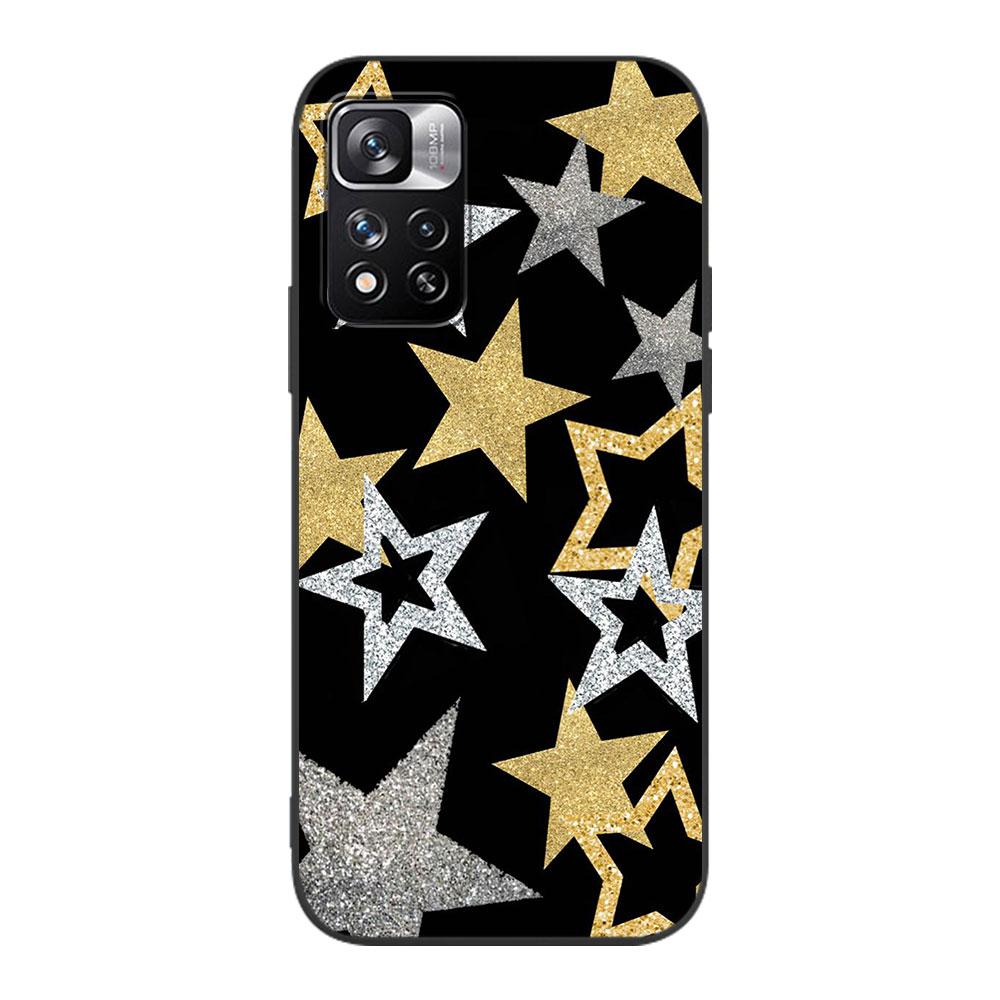 Case for Xiaomi Redmi Note 12 9S 8 10 11 Pro 10C 9C 9A 8T 8A 10S 11T 11E 9T 9i Black Silicone Phone Cover Stars Five-Pointed