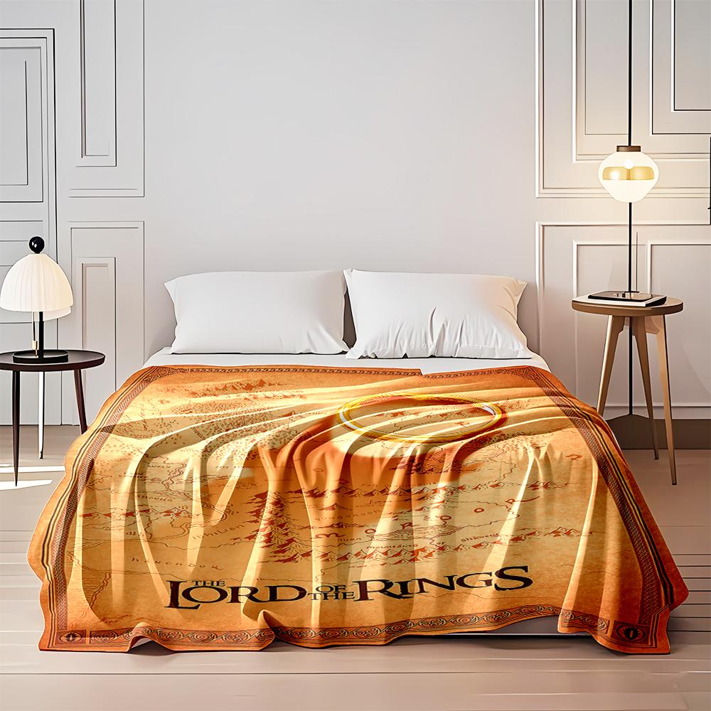 Lord of the Rings map with iconic ring design Flannel blanket for bedroom, living room, sofa, and nap sofas