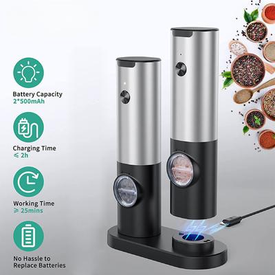 Molinillo Eléctrico Recargable por USB para Sal y Pimienta Molinillo de Grosor Ajustable Gadget de Cocina Doméstico Portátil