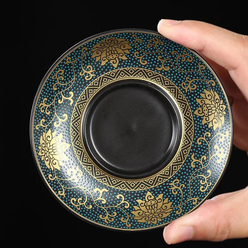 Chinese Teaset Classical Gaiwan Tea Cups Black Clay Tureen Lid Bowl Saucer Traditional Handmade Tea Brew Tea Cup