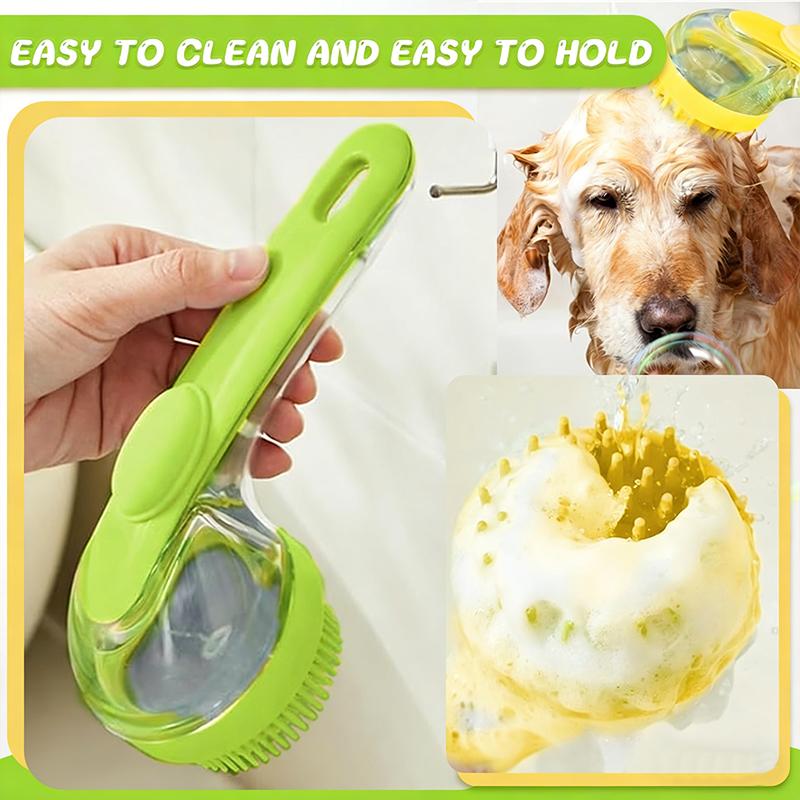 Pet Cat Bath Brush Pet Long Handled Bath Massage Brush For Grooming And Cleaning Fur And Hair