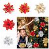5pcs Shining Gold Powder Flower Fake Christmas Tree Decorations  Festival