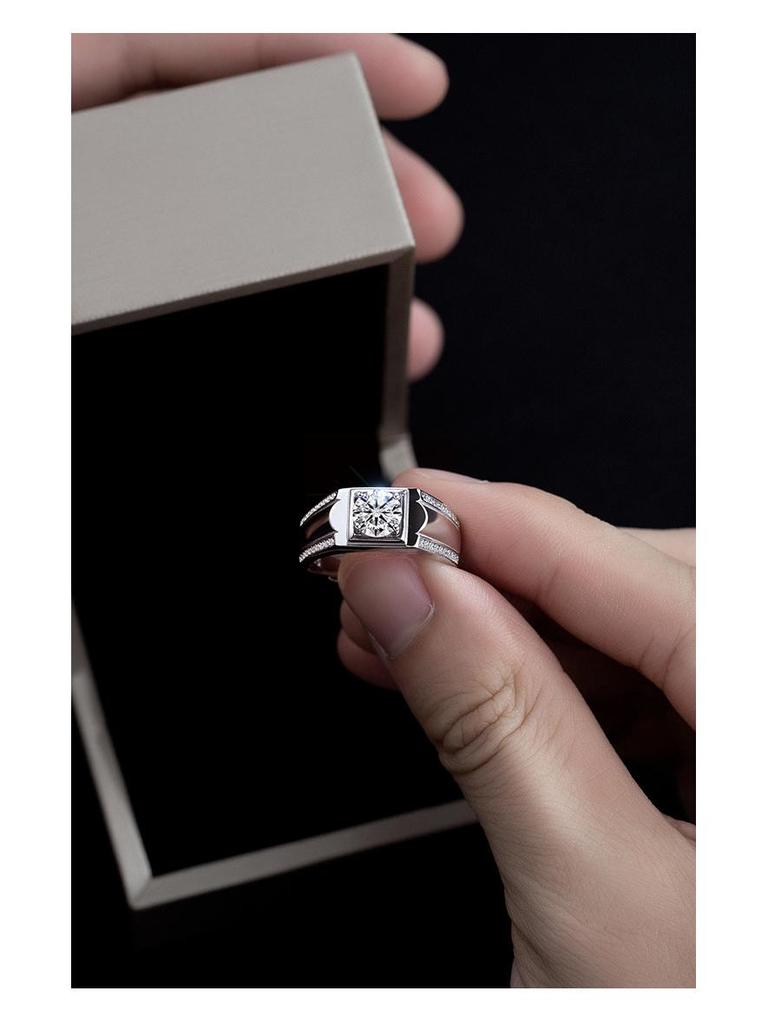 Bague Homme Arbre Banyan Argent S925 Moissanite Diamant Géométrique