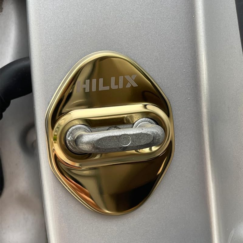 

OKAYOHINN Toyota Hilux HILUX Striker Cover, Door Lock Cover, Plating, Accessories, Interior Parts, Stainless Steel, 4 Pieces, Easy Installation, Gold