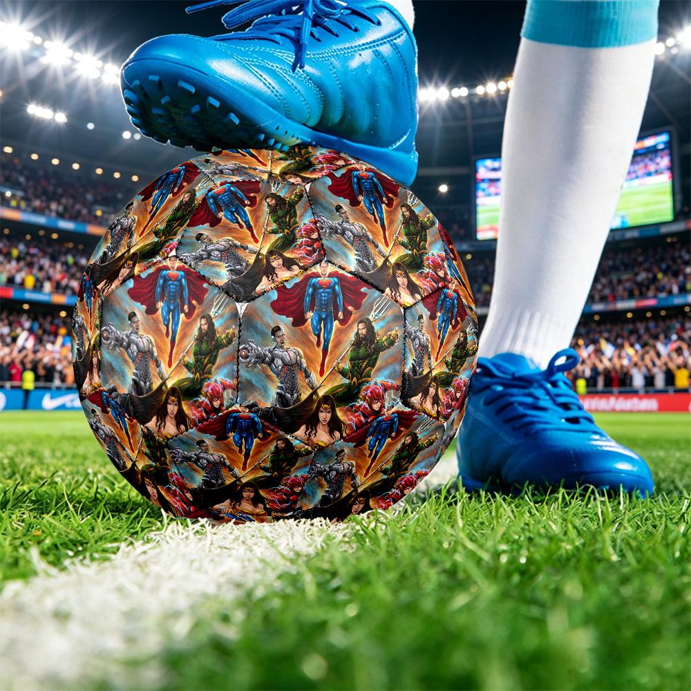 DC Comics Universe Printed Size 5 Standard Football, Waterproof PU Training Soccer Ball for Outdoor Sports
