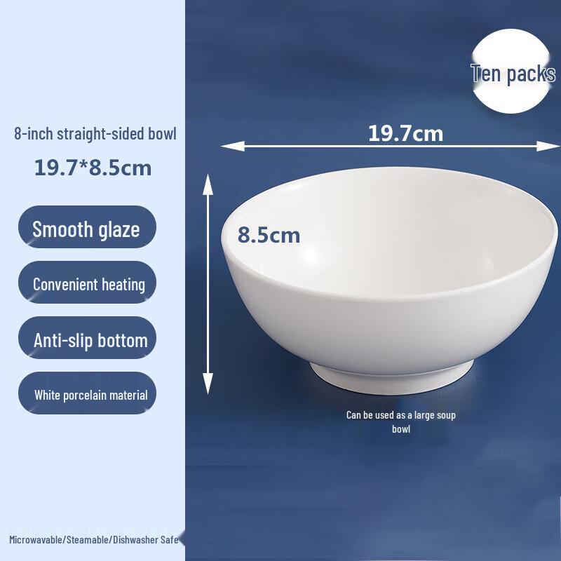 Pure White Ceramic Multi-Purpose Bowls - 10-Pack