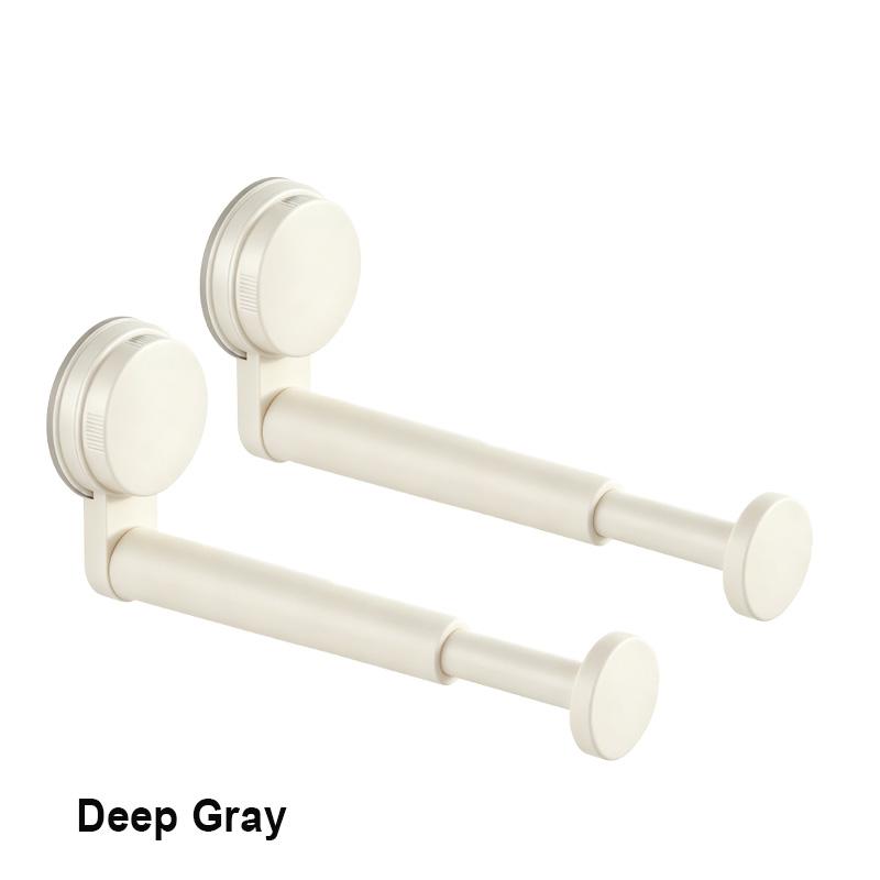 KEBIDU Telescopische Zuignap Kledingstang Zonder Boren, 5KG Zware Belasting Roestvrij Wandhanger Stang voor Badkamer Kledingkast Tas Paraplu Sjaal Opberging 2pcs Beige grijs
