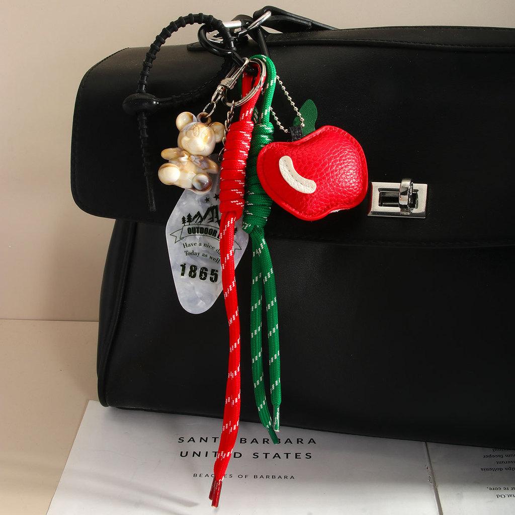 Apple Bag Charm With Cute Bear And Fruit Decor For Fashion Accessories Spring