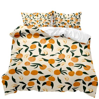 Fruit Duvet Cover Set Orange Bedding Set for Teens Girls Women Cute Cartoon Orange Double Queen King Size Polyester Qulit Cover