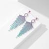 Gradient Color Dlouhé náušnice s plným střapcem Prémiové náušnice s kamínky Dámské náušnice 1 pár