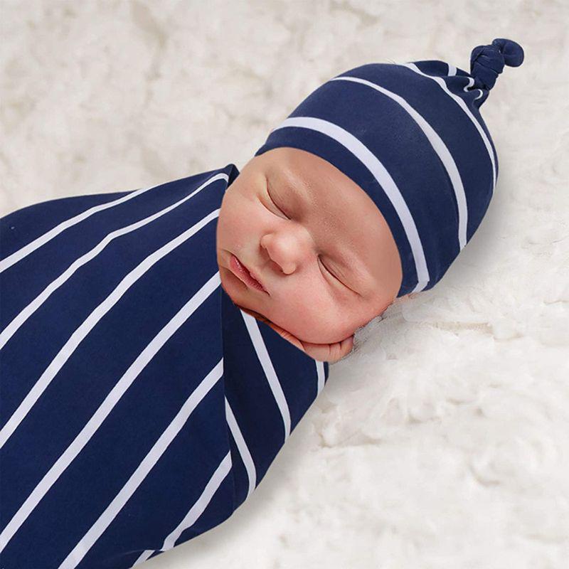 2 Teile/satz Neugeborenen Baby Empfang Decke Stirnband/Hut Baumwolle Swaddle Wrap Handtuch