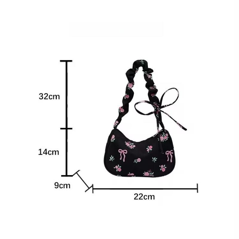 1Pcs Cute Flower Bow Print Canvas Shoulder Bags New Korean Girl Handbags Outdoor Travel Women Keys Phone Messenger Bag
