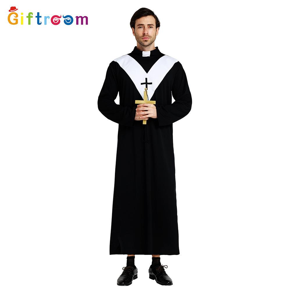 

Quality Polyester Premium Mens Priest Costume For Halloween Parties And Stage Performances 2023 In