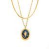 Colorful Oval Shell Pendant Necklace In Gold Plated Titanium Steel