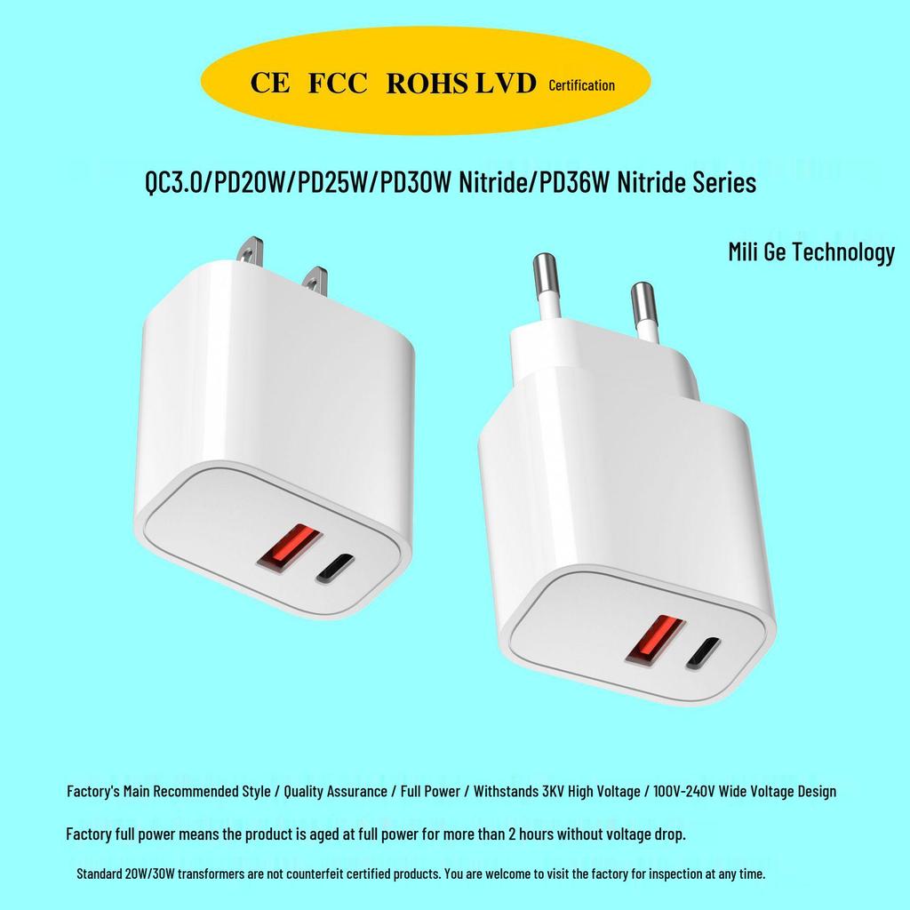 Gallium Nitride Fast Charger 20W/25W/30W/36W for Huawei, Samsung & Apple Phones