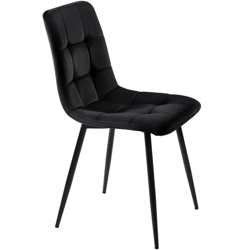 140x80cm Black Dining Table with 4 Chairs Set, Modern Kitchen Dining Table Set, Black Velvet Dining Chairs, Black Iron Leg Table