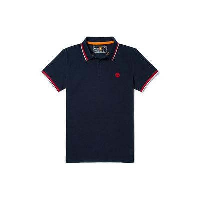 SS22 Polo a Maniche Corte Traspirante a Righe Casual da Uomo top Blu Zaffiro Intenso A62SH-433