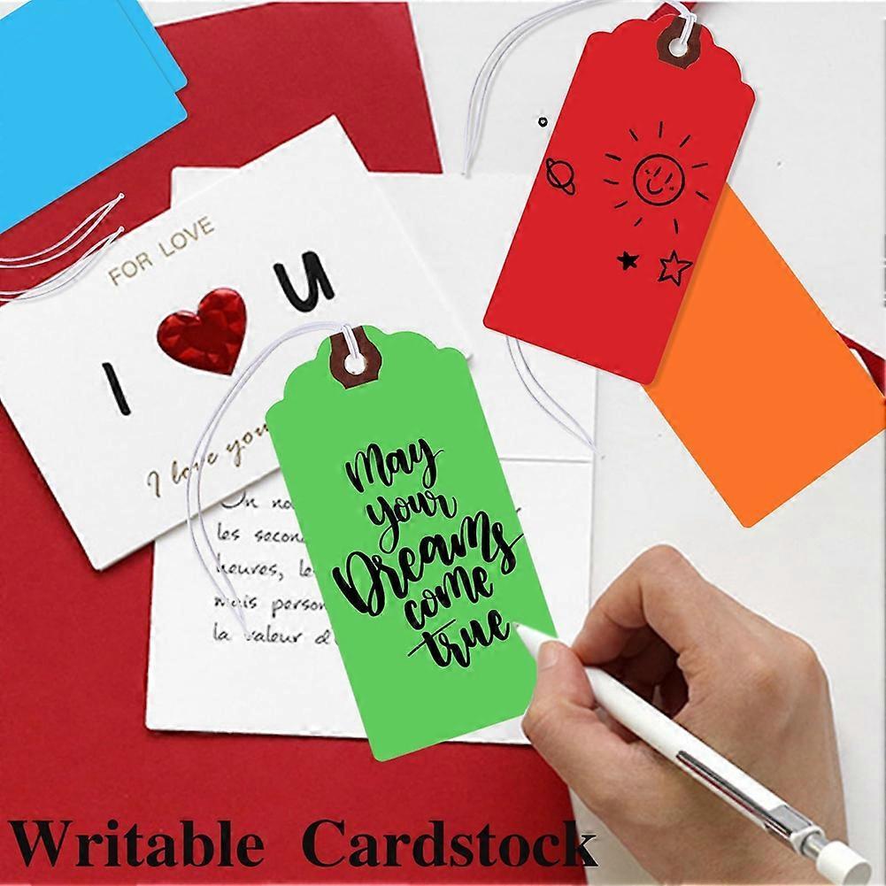 300Pcs Colored Hang Tags with Elastic Strings Blank Paper Writable Tags Shipping Tags Price Tags for All Occasions