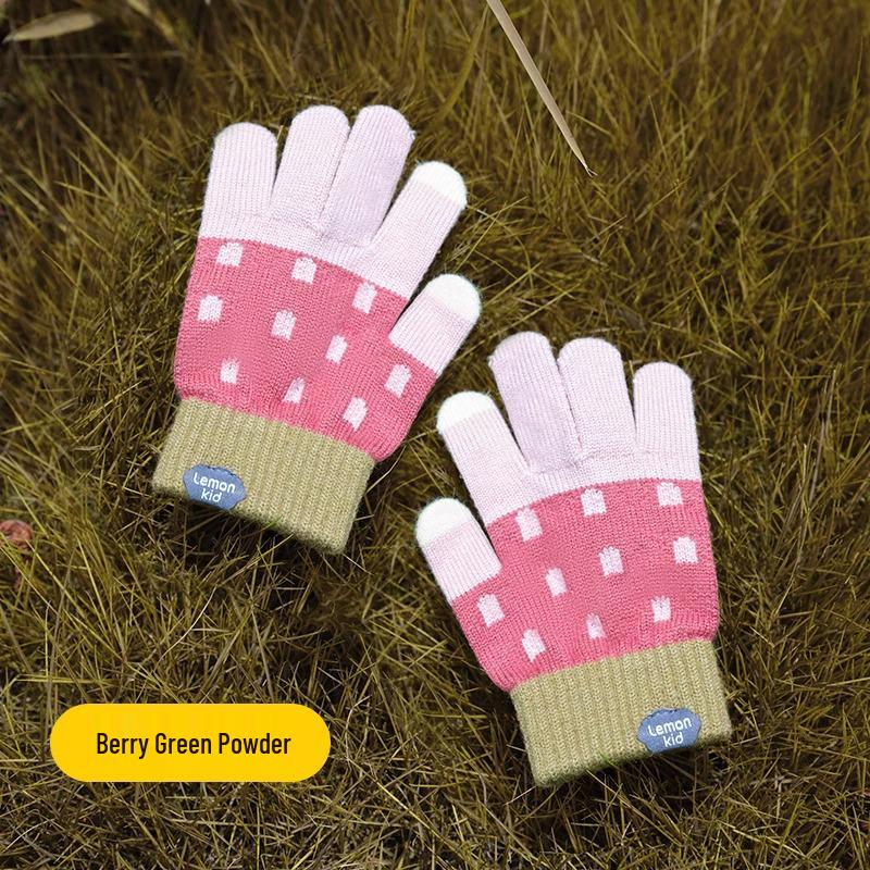 

Лимонные детские перчатки с откидным верхом: Пятипалые, с открытыми пальцами для мальчиков и девочек, осенне-зимние, для тепла при письме One Size (2-12 years)