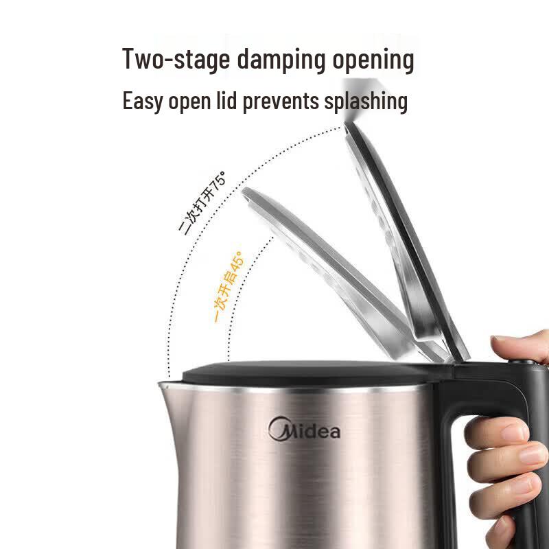 Midea 1.7L 316 Stainless Steel Electric Kettle CN plug (adapter included)