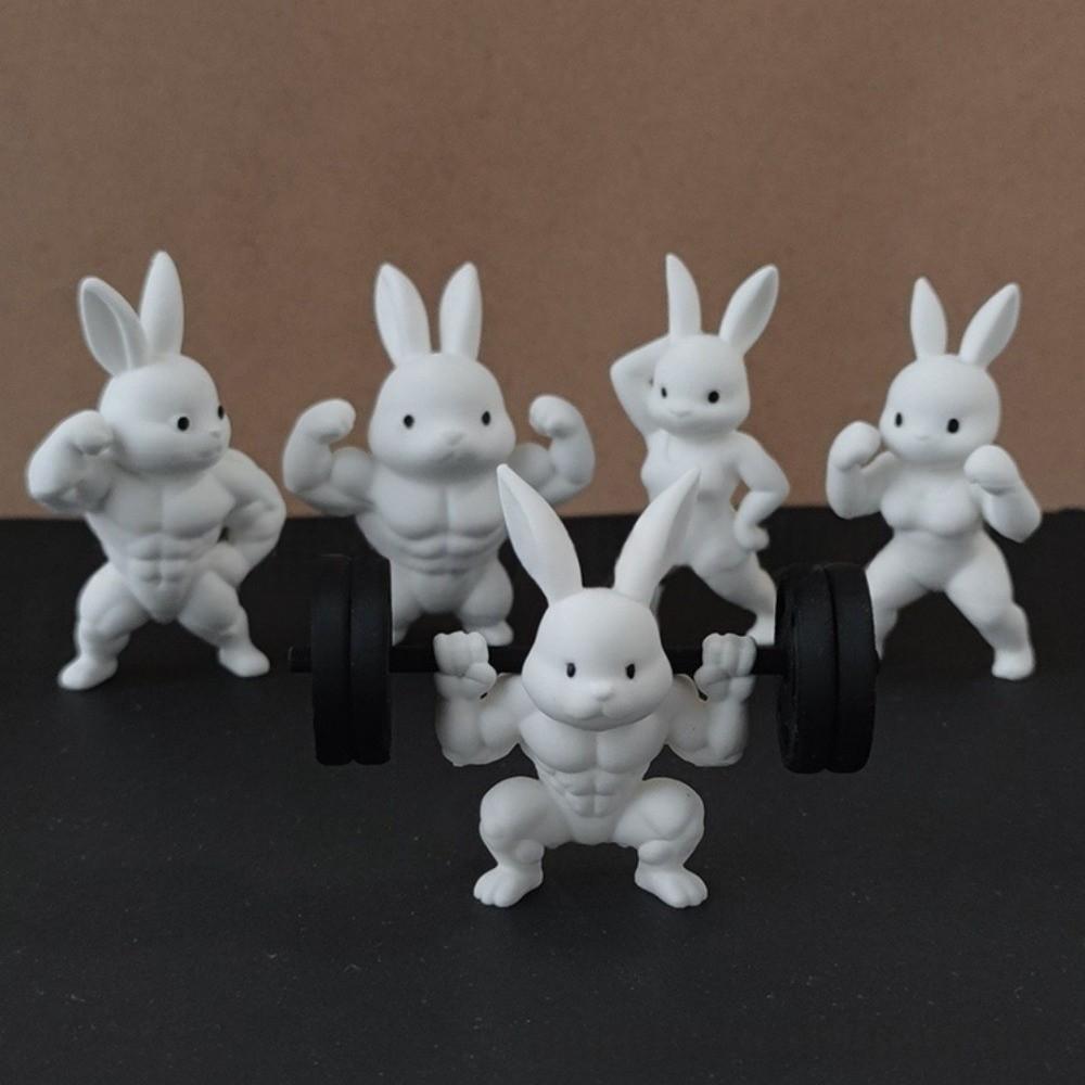 Süßes Oster-Fitness-Hase Lustiger Plastik-Kleiner-Hase-Schmuck Realistische Handgemachte Muskulöse-Hase-Statue Wohnzimmer-Dekoration