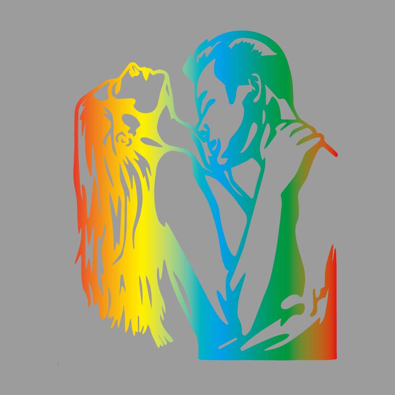 

Романтический силуэт поцелуя, поцелуй в полночь, импортная работа из ПВХ, изображающая целующуюся пару, подходит для наклеек на День святого Валентина S