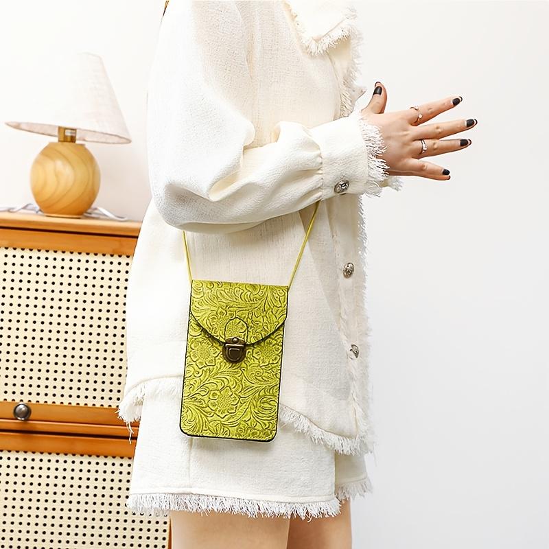 Vintage Art Handmade Embossed Shoulder Bag Bohemian Vintage Crossbody Bag,3D Floral Texture Wallet, Vintage Women's Floral Handbag