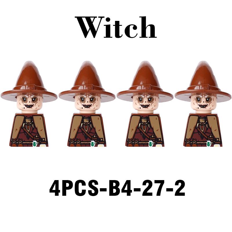 MOC Medieval Castle Building Blocks Set House Bedroom Table Furniture Kitchen Knight Witch Wizard Halloween Skeleton Brick Toys