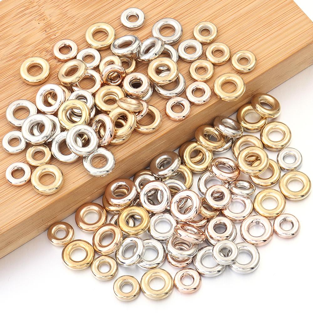 50-100pcs/lot 4/6mm CCB Spacer Beads Round Ring Beads Big Hole Loose Beads For Jewelry Making DIY Necklace Bracelet Accessories