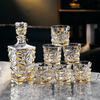 Premium Crystal Glass Whiskey Tumbler Set With Gold Trim Brandy Spirits Glasses 6-Piece Or 2-Piece Decanter