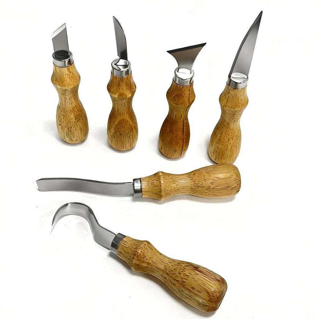 Stainless Steel Woodworking Carving Knife Set - Curved Blade, DIY Wood Shaving, Handmade Wood Carving, Digging Spoon Knife.