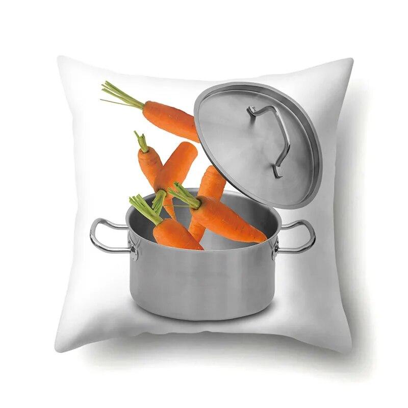 Cooking Food Pillowcase Cartoon Pattern  Lumbar Pillow Sofa   Cushion