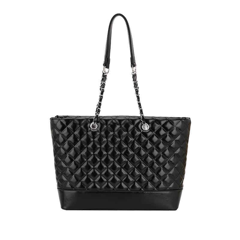 Autumn/Winter Diamond Pattern Women's Large Capacity Crossbody Tote - Fashionable Retro Solid Color