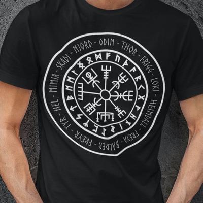 Norse Gods Viking Gods and Goddesses Vegvisir Symbol T-Shirt