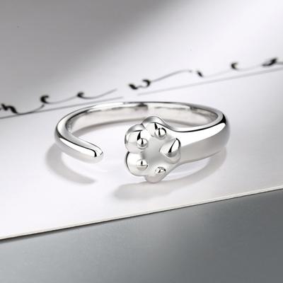 Yousheng Women Ring Adjustable Opening Design Electroplating Smooth Surface All-match Decoration Gift Ladies Cute Cat Paw Finger Ring Party Jewelry