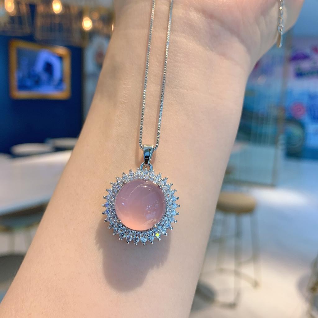 Jewelry Ice Seed Fluorescent Round Violet Temperament Chalcedony Pendant, Women'S Birthday Gift 14 * 14
