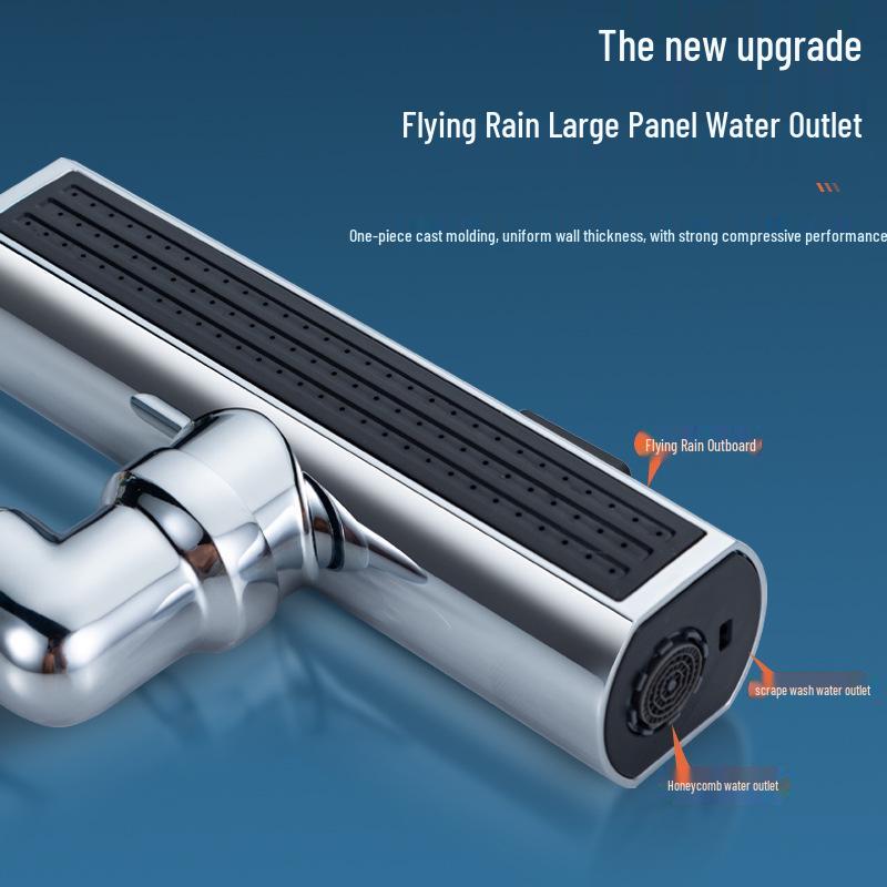 Robinet de bucătărie universal anti-stropire, aerator tip cascadă, gura de scurgere extensibilă