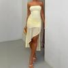 Summer New Dress Women's Temperament Tube Top Sexy Evening Dress Long Dress Solid Color Independent Station
