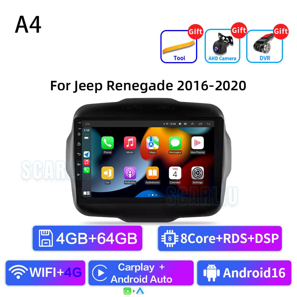 FJN1 For Jeep Renegade 2014 - 2018 Android Auto Carplay Car Radio Multimedia Video Player GPS Navigation WiFi Bluetooth Head Unit