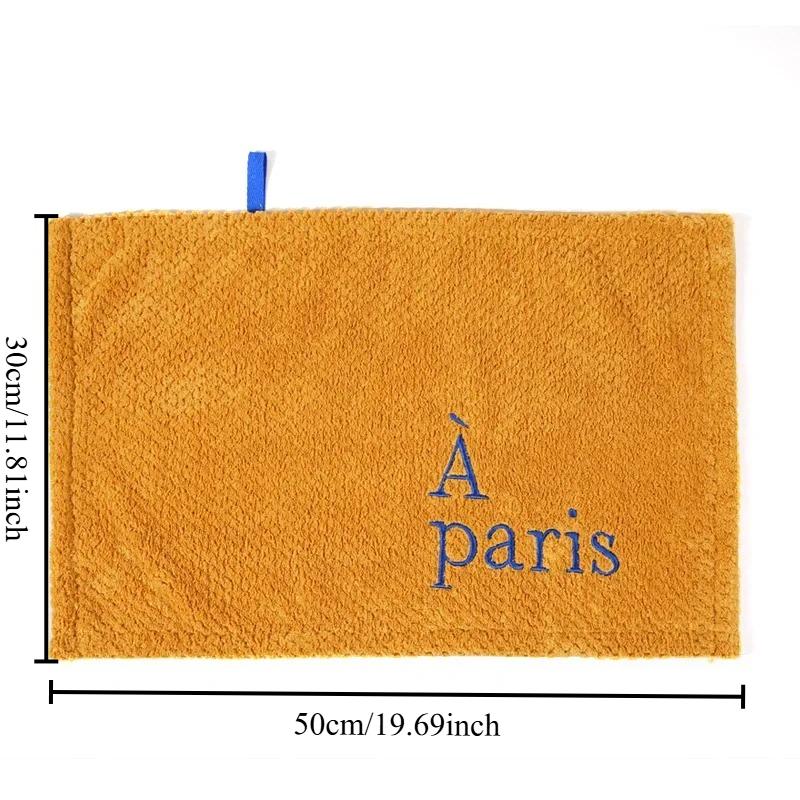 Nordic Hanging Hand Towel Home Embroidery Thickened Coral Velvet Absorbent Small Towel for Kitchen Bathroom Hankerchief
