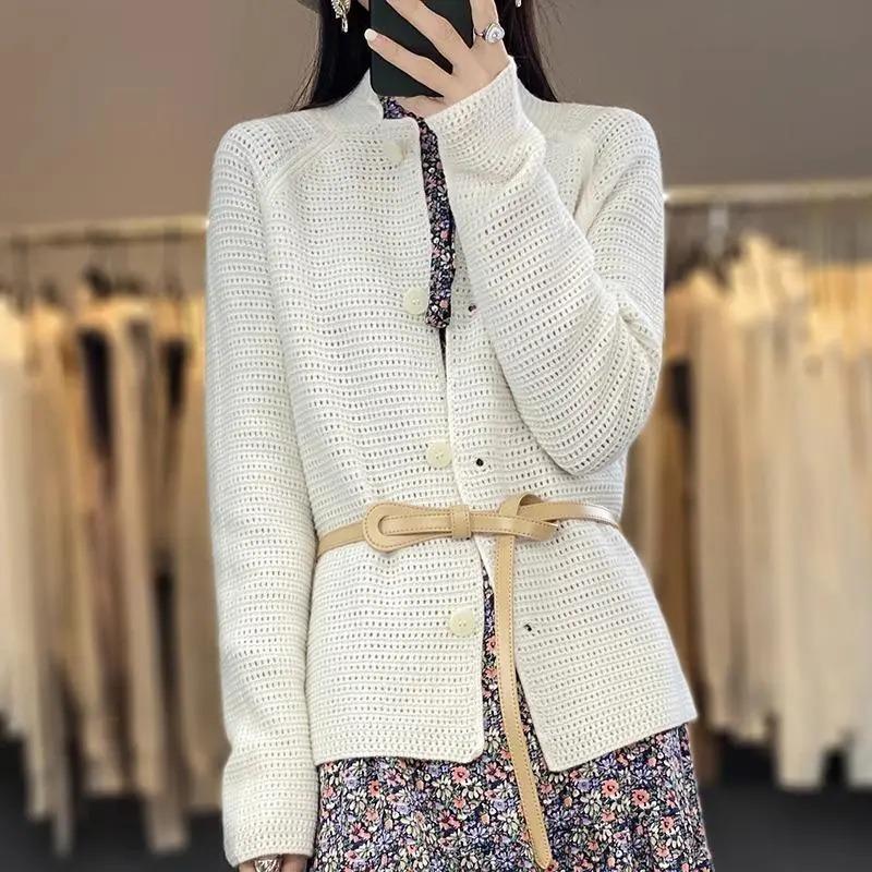 Sweaters Coat Cardigan for Women Autumn Winter Solid Color Loose Long Sleeve Knit Sweaters Coat