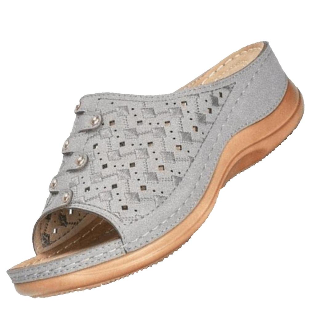Womens Shoes Wedges Sandalias Hollow Out Solid Peep-toe Slippers