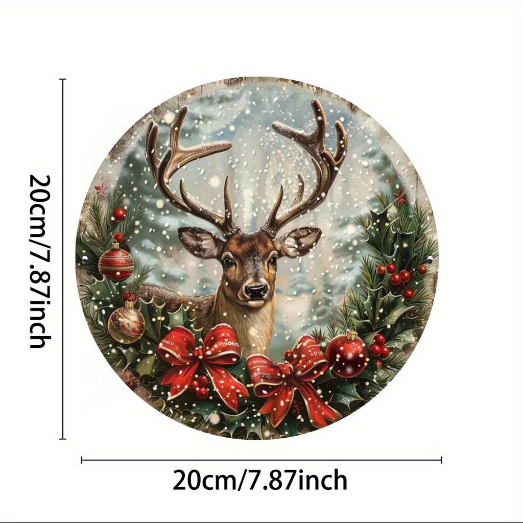 Vintage Christmas Reindeer Aluminum Wall Art X Inch Iron Sign for Home Cafe Garage Decor  Festive Tin Craft